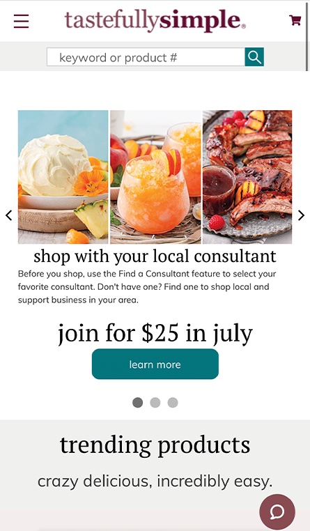 tastefully simple join store's mobile image