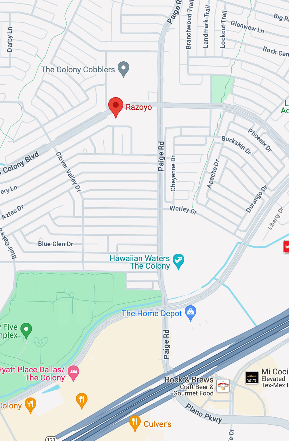 Razoyo's PO Box location on a map