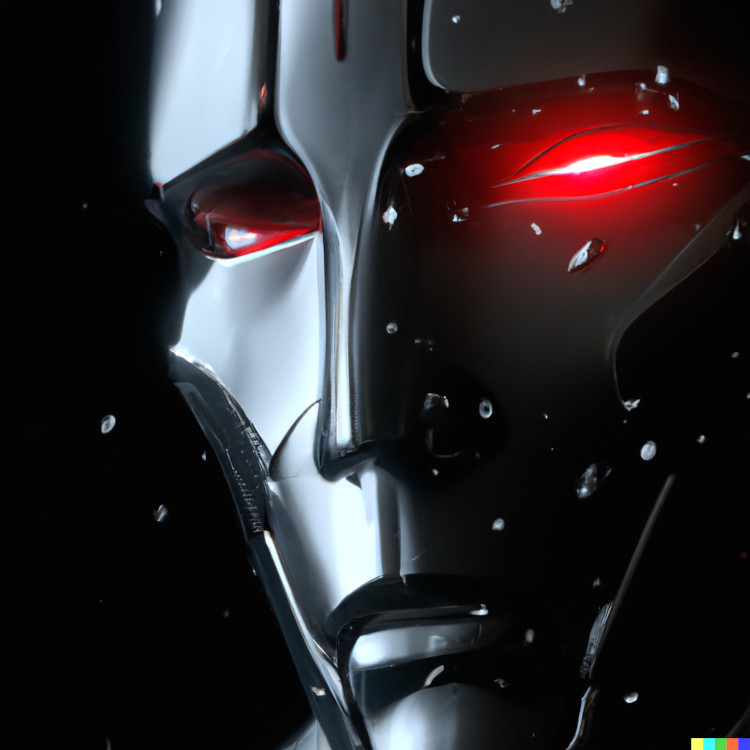 Red eyed robot face