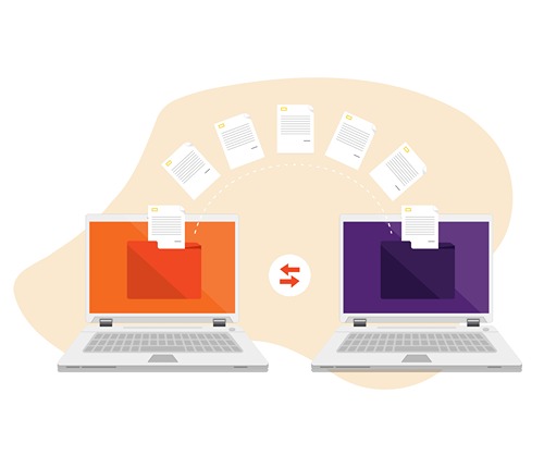 Graphic showing secure transformation of data from one server to another