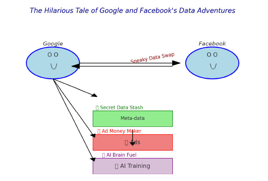 AI-generated of Facebook and Google's data adventures